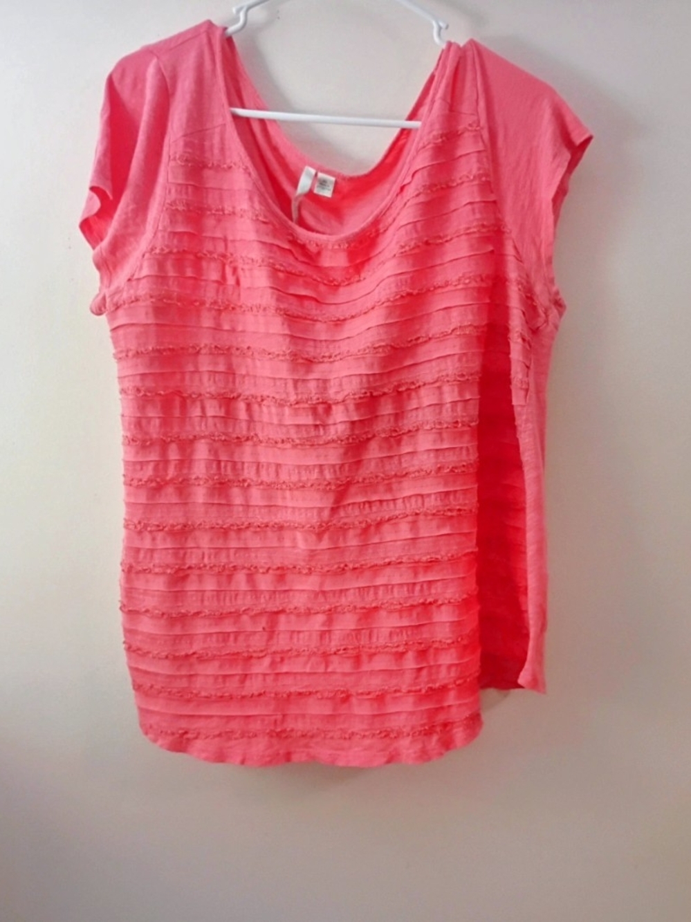 LC Lauren Conrad Coral Ruffle-Front Short Sleeve Tee